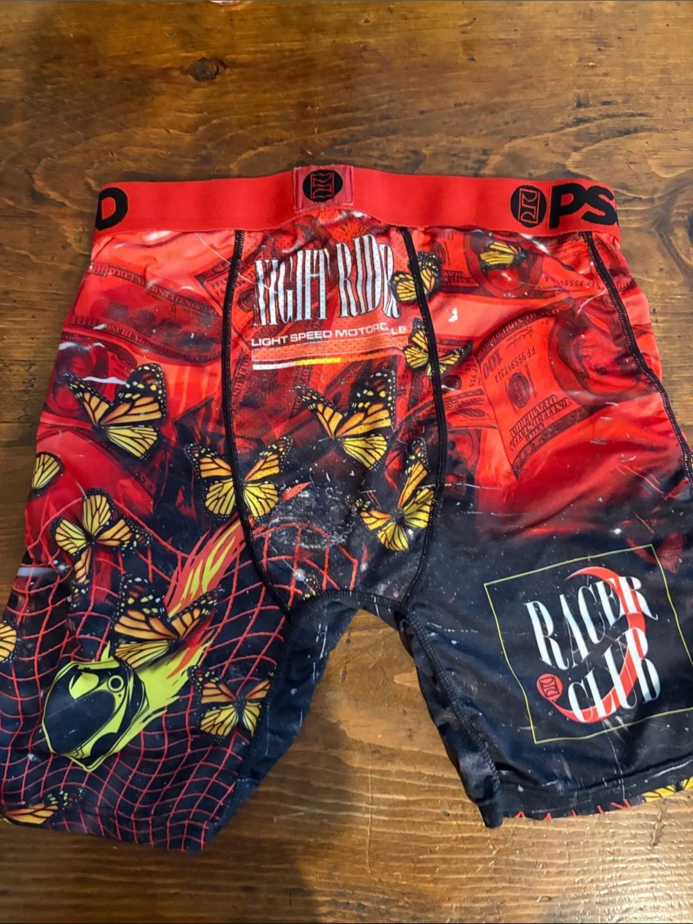 PSD Men’s Red and Black Night Rider Graphic Boxer Briefs